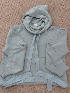 Club Monaco Dusty Blue Ribbon-Hem Hoodie